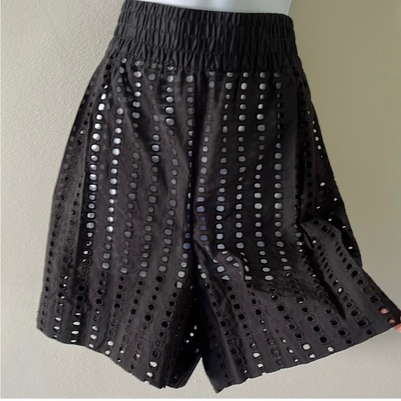 CALIA eyelet black high waist shorts 100% cotton swim coverup - Picture 3 of 16